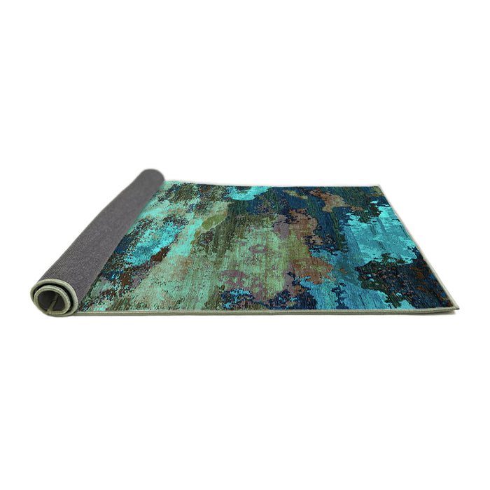 Sideview of Oriental Turquoise Industrial Rug, urb2814turq