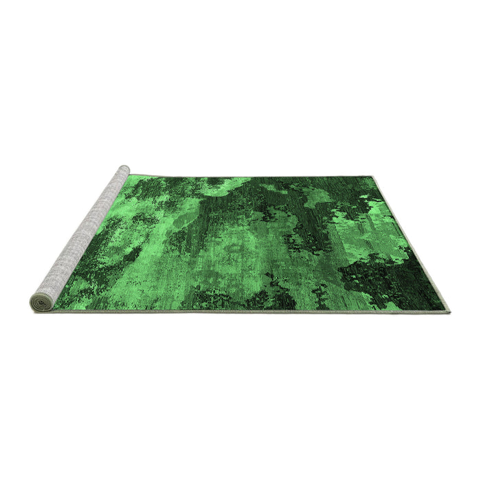 Sideview of Machine Washable Oriental Emerald Green Industrial Area Rugs, wshurb2814emgrn