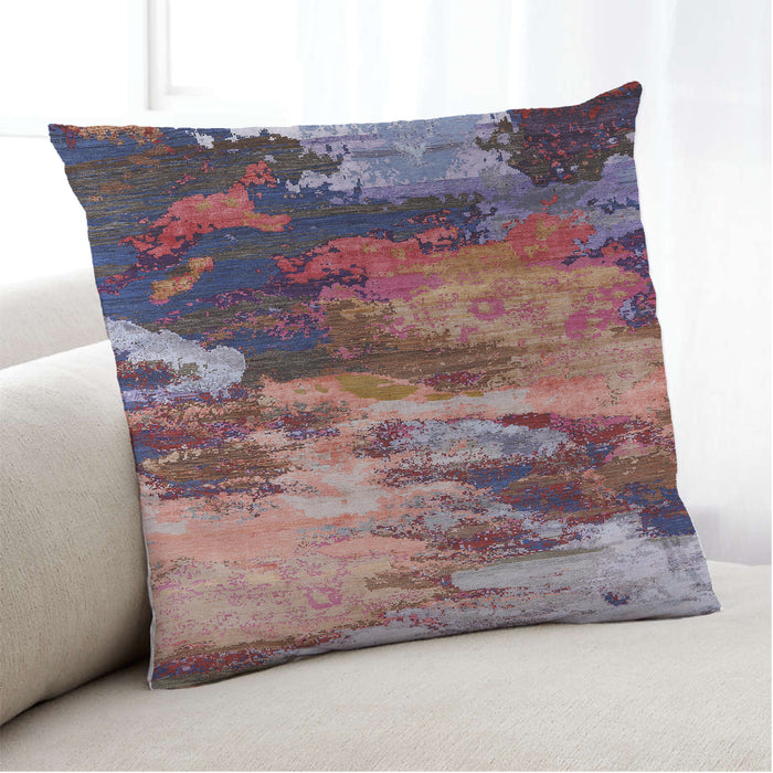 Lifestyle Image of Mid-Century Modern Urban Square Dark Raspberry Purple Throw Pillow, 18 inch by 18 inch, pwurb2814