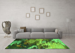 Machine Washable Oriental Green Industrial Area Rugs in a Living Room,, wshurb2814grn