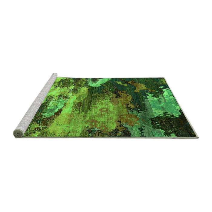 Sideview of Machine Washable Oriental Green Industrial Area Rugs, wshurb2814grn