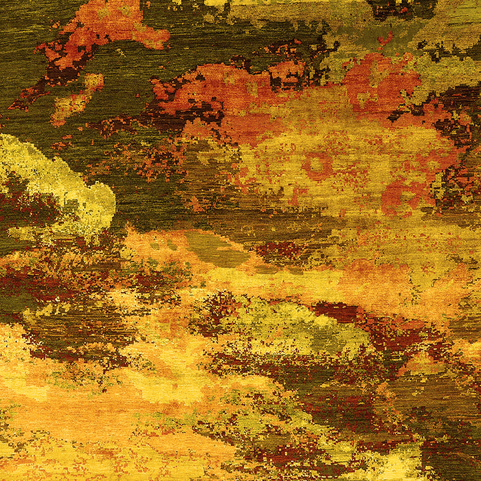 Machine Washable Oriental Yellow Industrial Rug, wshurb2814yw