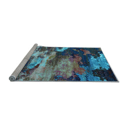 Sideview of Machine Washable Oriental Light Blue Industrial Rug, wshurb2814lblu
