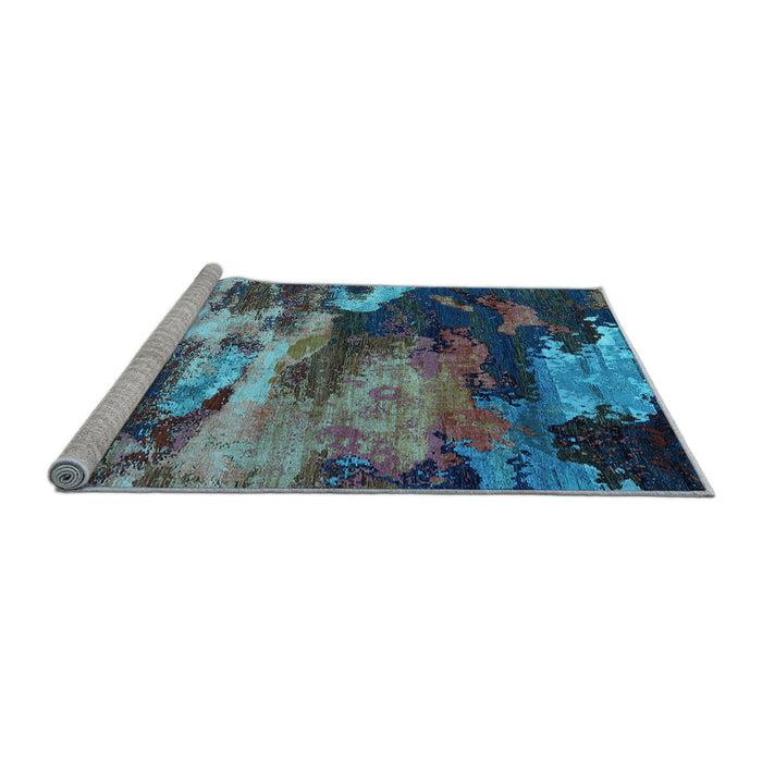 Sideview of Machine Washable Oriental Light Blue Industrial Rug, wshurb2814lblu
