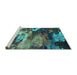 Sideview of Machine Washable Oriental Turquoise Industrial Area Rugs, wshurb2814turq