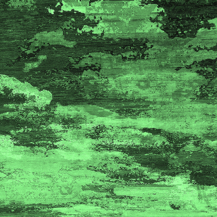 Square Machine Washable Oriental Emerald Green Industrial Area Rugs, wshurb2814emgrn