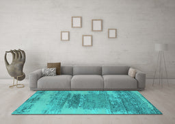 Machine Washable Oriental Turquoise Industrial Area Rugs in a Living Room,, wshurb2815turq