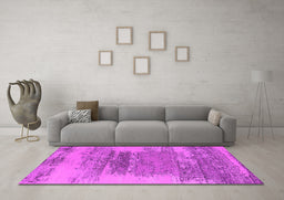 Machine Washable Oriental Pink Industrial Rug in a Living Room, wshurb2815pnk