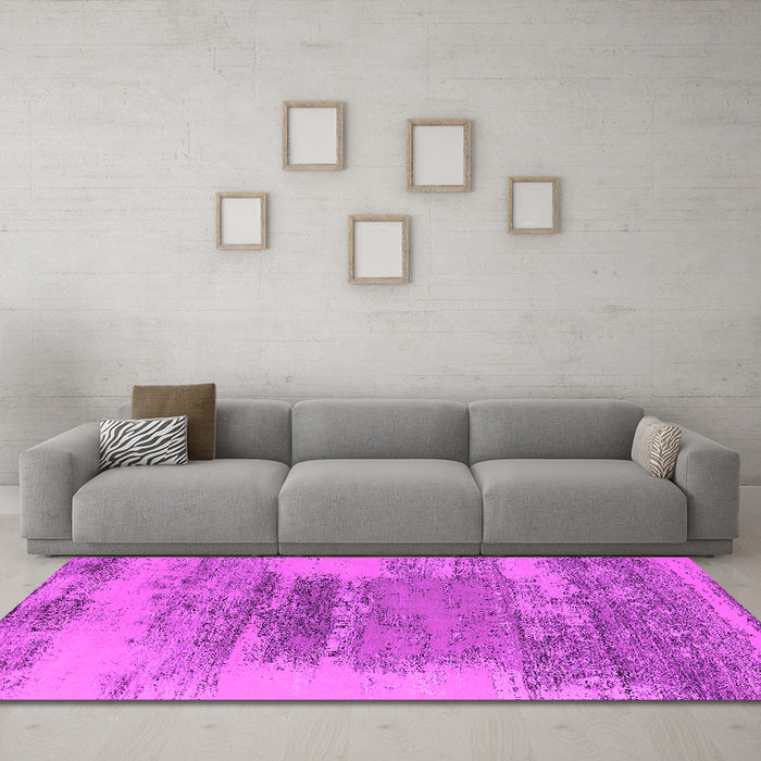 Machine Washable Oriental Pink Industrial Rug in a Living Room, wshurb2815pnk