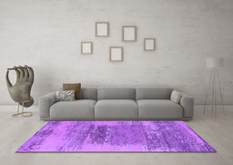 Machine Washable Oriental Purple Industrial Area Rugs in a Living Room, wshurb2815pur