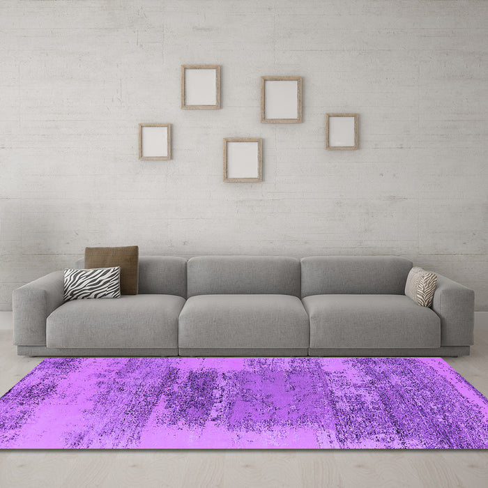 Machine Washable Oriental Purple Industrial Area Rugs in a Living Room, wshurb2815pur