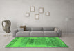 Machine Washable Oriental Green Industrial Area Rugs in a Living Room,, wshurb2815grn