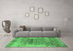 Machine Washable Oriental Emerald Green Industrial Area Rugs in a Living Room,, wshurb2815emgrn