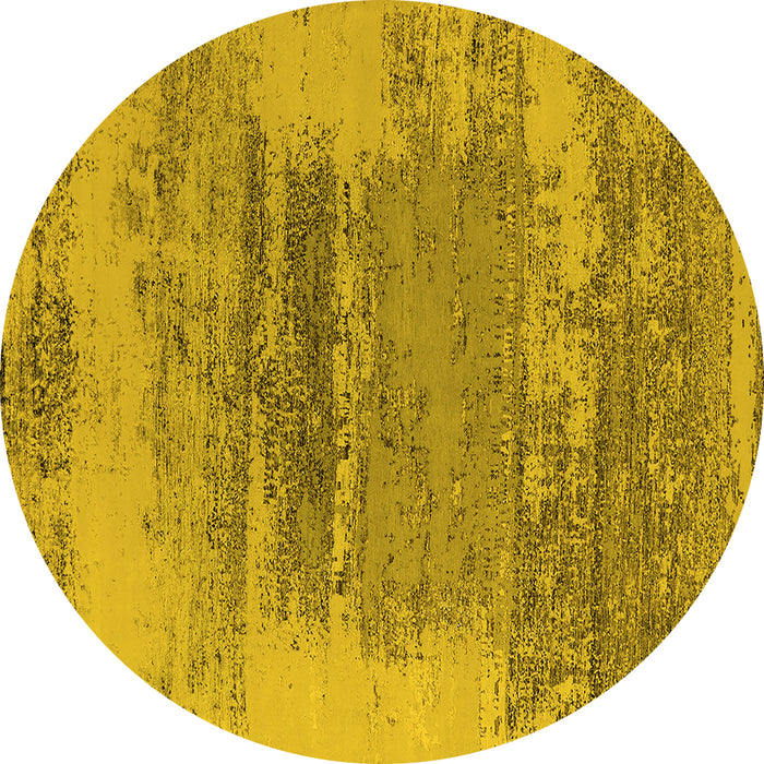 Round Oriental Yellow Industrial Rug, urb2815yw