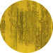 Round Oriental Yellow Industrial Rug, urb2815yw