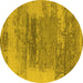 Round Machine Washable Oriental Yellow Industrial Rug, wshurb2815yw
