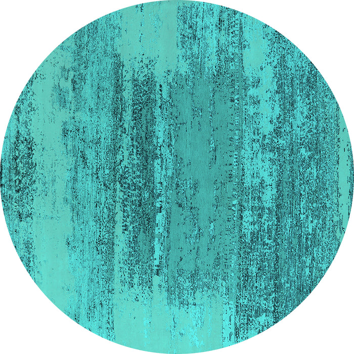 Round Machine Washable Oriental Turquoise Industrial Area Rugs, wshurb2815turq