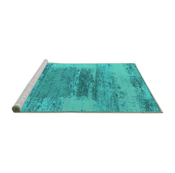 Sideview of Machine Washable Oriental Turquoise Industrial Area Rugs, wshurb2815turq
