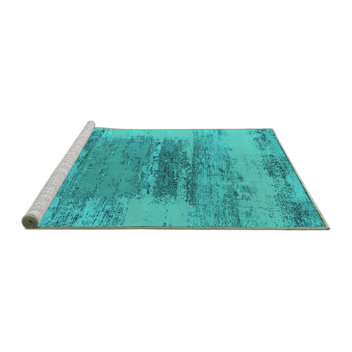 Sideview of Machine Washable Oriental Turquoise Industrial Area Rugs, wshurb2815turq