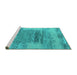 Sideview of Machine Washable Oriental Turquoise Industrial Area Rugs, wshurb2815turq