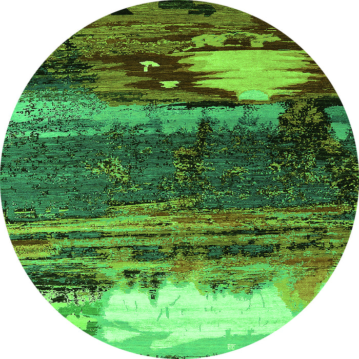 Round Oriental Green Industrial Rug, urb2816grn