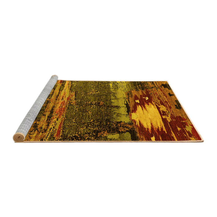 Sideview of Machine Washable Oriental Yellow Industrial Rug, wshurb2816yw