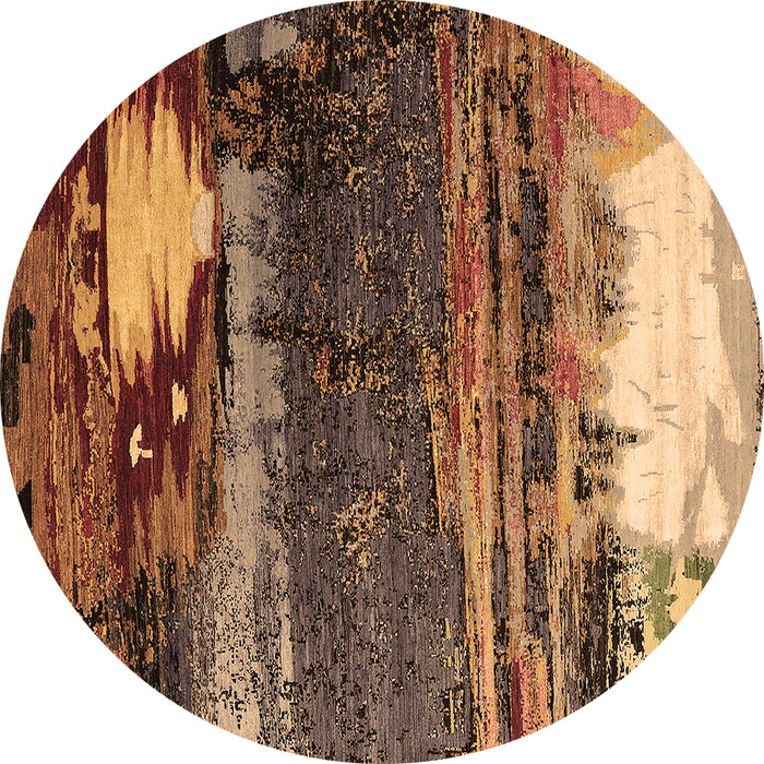 Round Machine Washable Oriental Brown Industrial Rug, wshurb2816brn