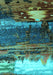 Machine Washable Oriental Turquoise Industrial Area Rugs, wshurb2816turq