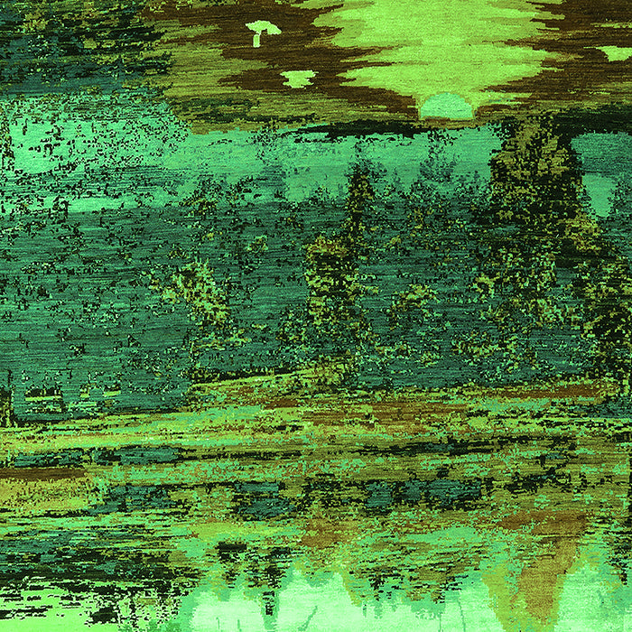 Machine Washable Oriental Green Industrial Area Rugs, wshurb2816grn