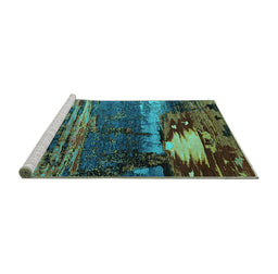 Sideview of Machine Washable Oriental Turquoise Industrial Area Rugs, wshurb2816turq