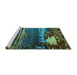 Sideview of Machine Washable Oriental Turquoise Industrial Area Rugs, wshurb2816turq