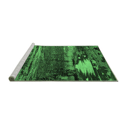 Sideview of Machine Washable Oriental Emerald Green Industrial Area Rugs, wshurb2816emgrn