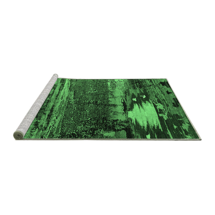 Sideview of Machine Washable Oriental Emerald Green Industrial Area Rugs, wshurb2816emgrn
