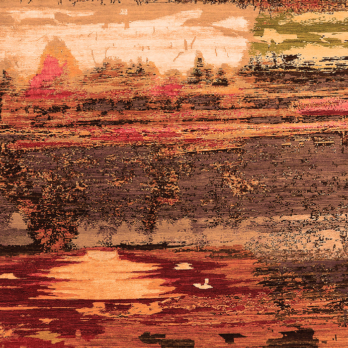 Square Oriental Orange Industrial Rug, urb2816org