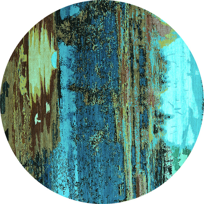 Round Oriental Turquoise Industrial Rug, urb2816turq