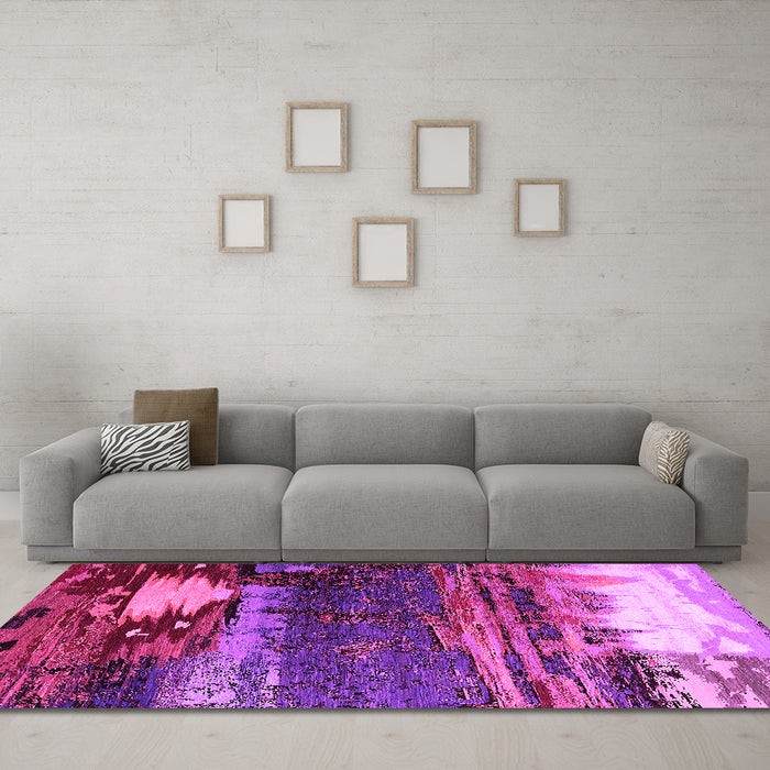 Machine Washable Oriental Pink Industrial Rug in a Living Room, wshurb2816pnk