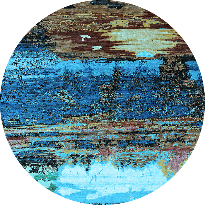 Round Oriental Light Blue Industrial Rug, urb2816lblu