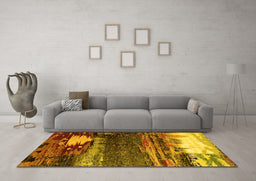 Machine Washable Oriental Yellow Industrial Rug in a Living Room, wshurb2816yw