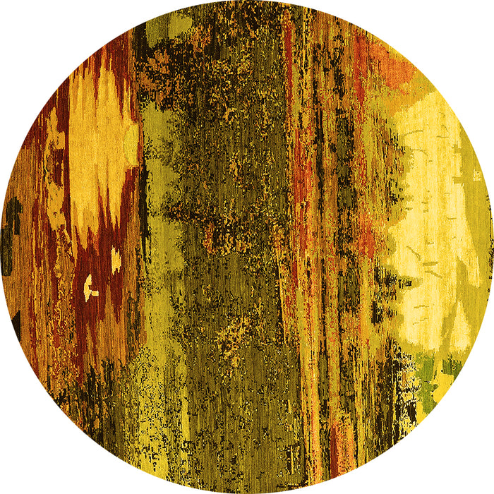 Round Oriental Yellow Industrial Rug, urb2816yw