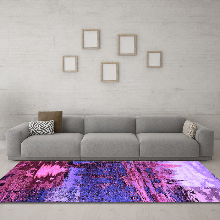 Machine Washable Oriental Purple Industrial Area Rugs in a Living Room, wshurb2816pur