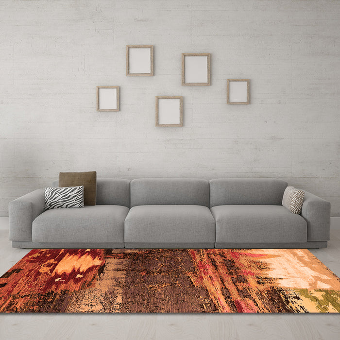 Machine Washable Oriental Orange Industrial Area Rugs in a Living Room, wshurb2816org