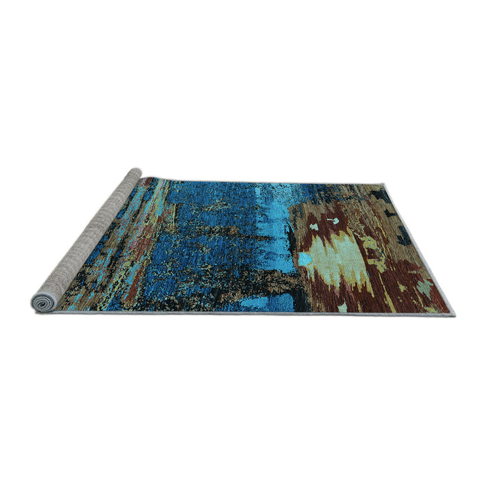 Sideview of Machine Washable Oriental Light Blue Industrial Rug, wshurb2816lblu