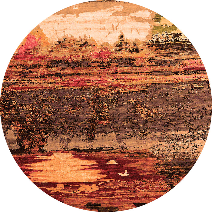 Round Oriental Orange Industrial Rug, urb2816org