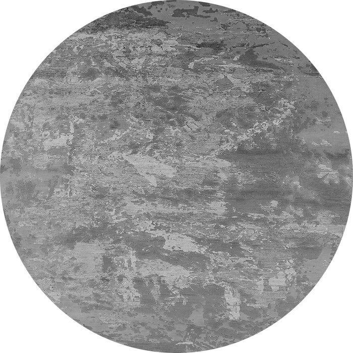 Round Machine Washable Oriental Gray Industrial Rug, wshurb2817gry