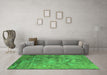 Machine Washable Oriental Green Industrial Area Rugs in a Living Room,, wshurb2817grn