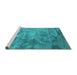 Sideview of Machine Washable Oriental Turquoise Industrial Area Rugs, wshurb2817turq