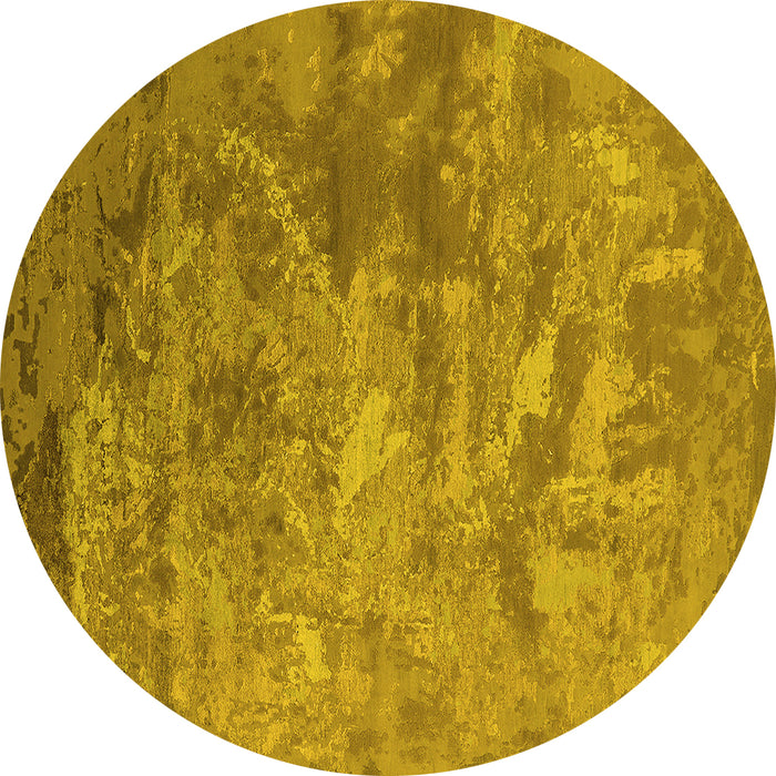 Round Oriental Yellow Industrial Rug, urb2817yw