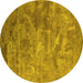 Round Oriental Yellow Industrial Rug, urb2817yw