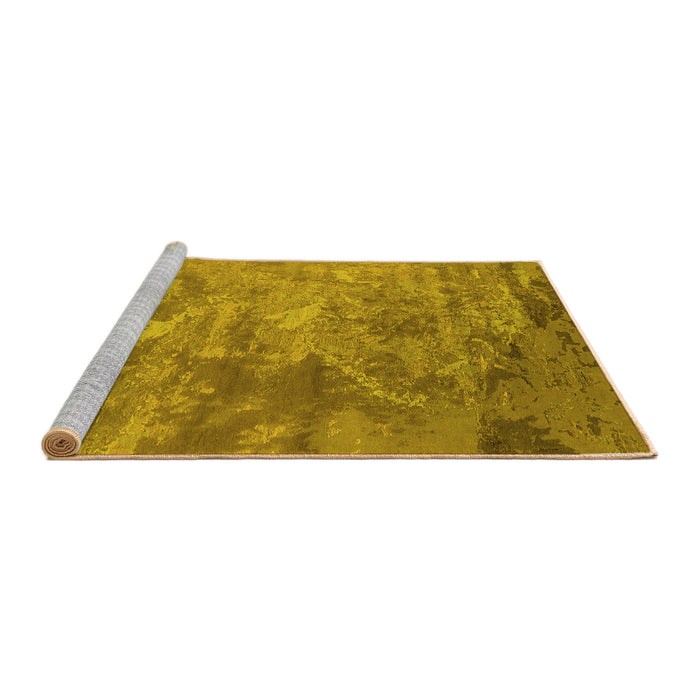 Sideview of Machine Washable Oriental Yellow Industrial Rug, wshurb2817yw