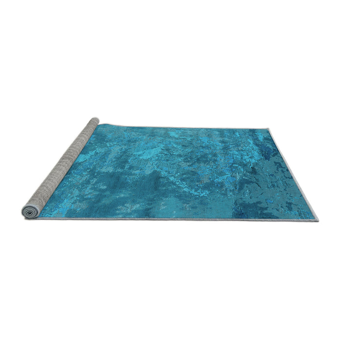 Sideview of Machine Washable Oriental Light Blue Industrial Rug, wshurb2817lblu